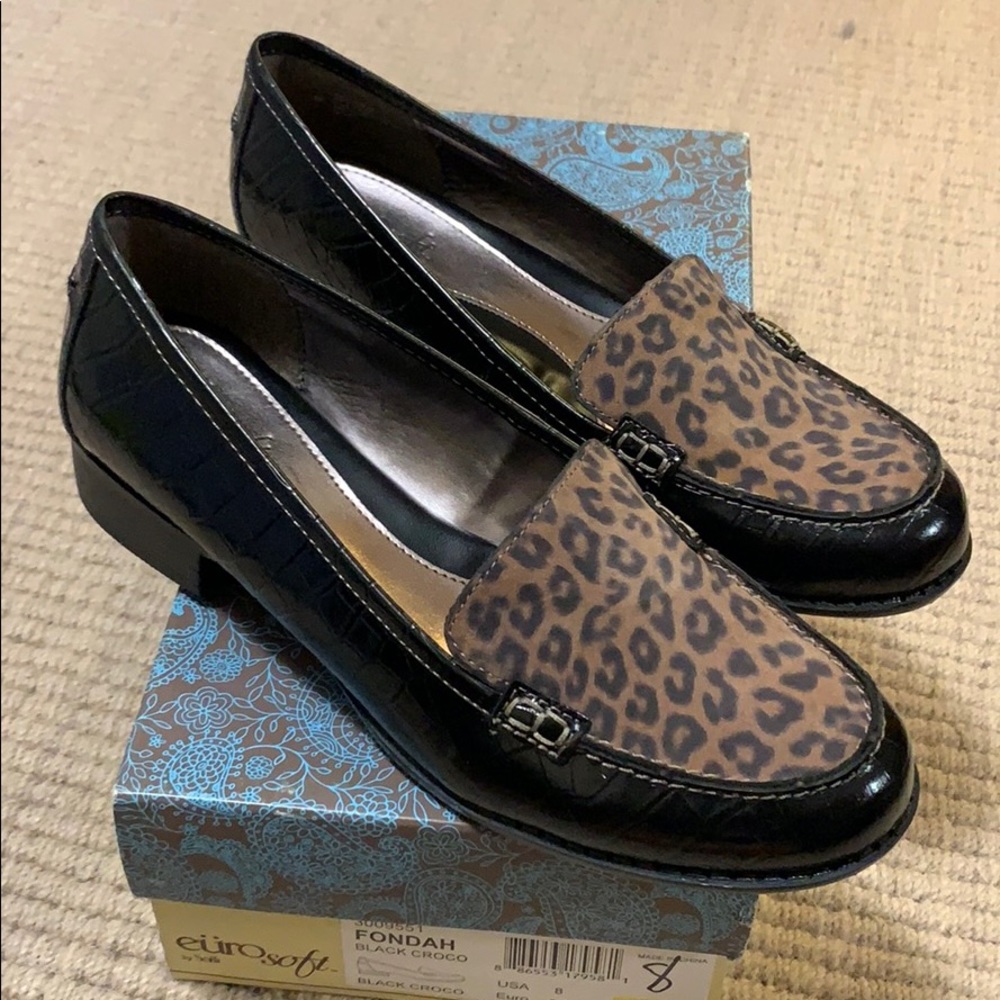 Euro Soft Black Leopard Loafer